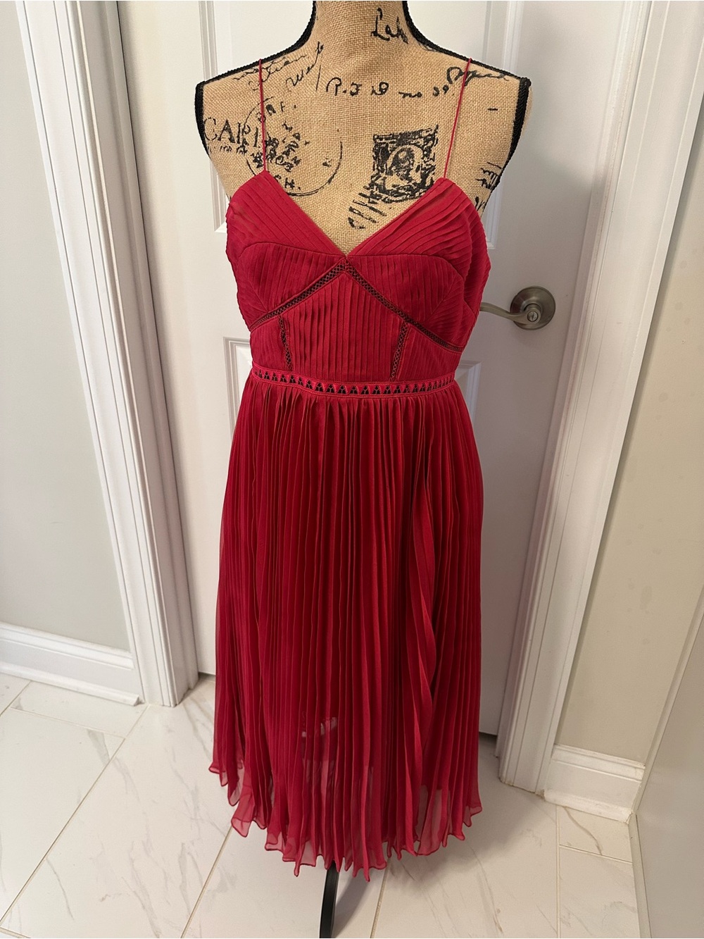 Self-Portrait Raspberry Pink Pleated Maxi Skirt sz8